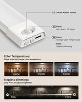 EZVALO 7.8" Rechargeable Motion Sensor Light Indoor, 6-Pack Under Cabinet Lighting, Wireless Closet Lights, 30 LED, Dimmable, 3 Color Temperatures, Step Lights for Kitchen, Pantry, Bedroom, Wardrobe