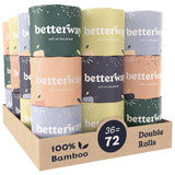 Betterway Bamboo Toilet Paper 3 Ply - Sustainable Toilet Tissue - 36 Long-Lasting Organic Rolls & 360 Sheets Per Roll - Septic Safe - Plastic & PFAS Free - FSC Certified