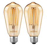 Qualilux Dusk to Dawn ST19 LED Edison Light Bulbs, Vintage Amber Glass, 2300K Amber Warm, 6.5W=60W, Non-Dimmable Auto On/Off Light Sensing LED Filament Bulb Outdoor, 700LM, E26, 2-Pack, HQ-H027