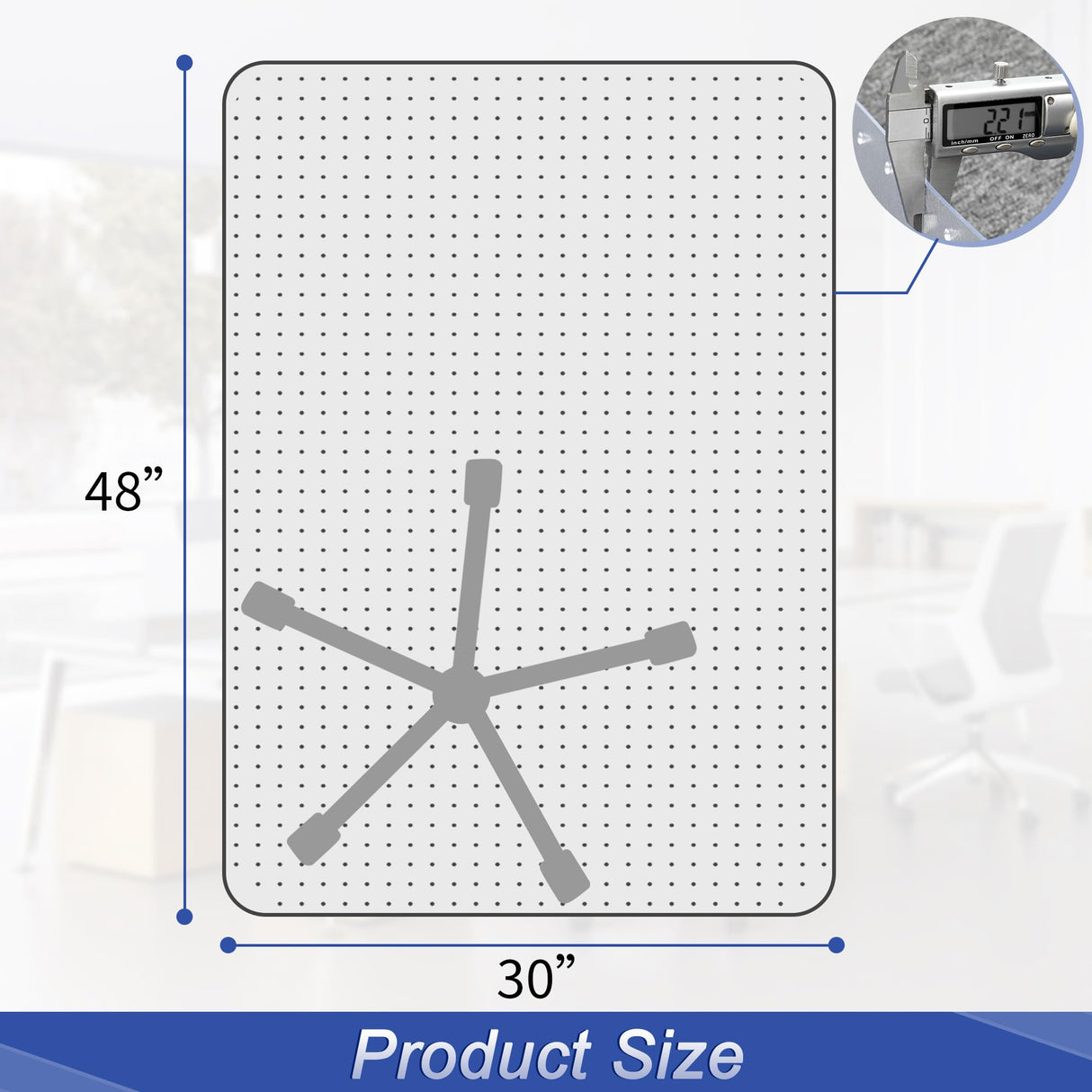 Office Chair Mat for Carpet, Clear Chair Mat with Studs for Low Pile Carpeted Floors, Transparent Thick and Sturdy Carpet Floor Protector for Desk Chair on Office, Home, Gaming - 30"x48"Rectangle