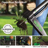 Weed Puller Tool with Long Adjustable Handle (36", 38", & 43"), Quick-Release Weed Ejector Mechanism, Lightweight Aluminum Stand-Up Heavy Duty Weed Remover, 4-Claw Head & Foot Pedal for Easy Weeding