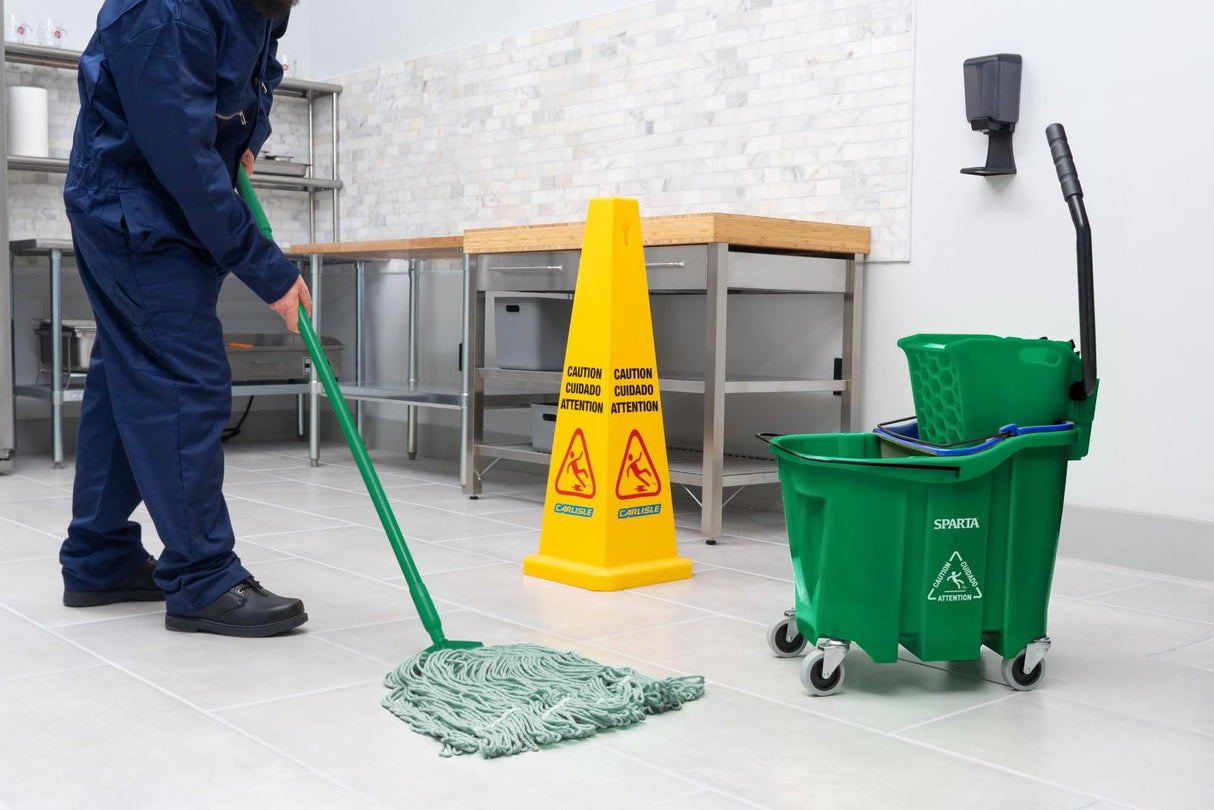 SPARTA OmniFit Mop Bucket System, Durable Mop Bucket, Side Press Wringer, and Soiled Water Insert, Floor Cleaning Essentials for Commercial and Home Use, 35 Qt Capacity, 1 Count, Green
