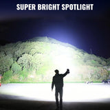 Sigoobal Rechargeable Spotlight,2000000 LM Super Bright Handheld Spot Light LED Flashlight High Lumens,Powered Spotlight Large Searchlight Outdoor with Solar Panels for Boating Camping Hunting