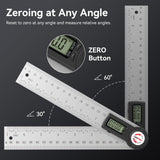 GemRed 82305 Digital Angle Finder GemRed Protractor Stainless steel 7inch 200mm (Black Button)