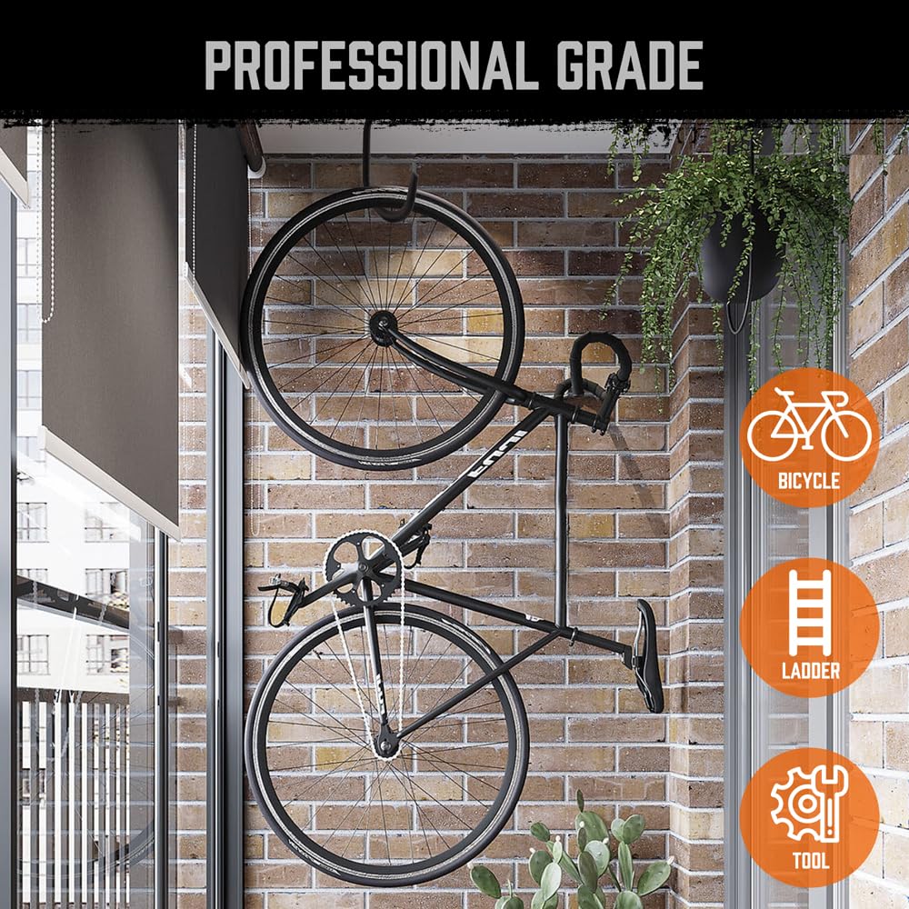 HORUSDY 6 Pack Heavy Duty Bike Hooks - 7.5 inches, 100LBS Capacity for Garage Wall and Ceiling