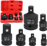 WYBENZ 6PCS Impact Socket Adapter and Reducer Set, 1/4" 3/8" 1/2" 3/4" Impact Adapter Set with Storage Case, Impact Driver & Wrench Conversion Kit Socket Reducer Set Mechanic tools