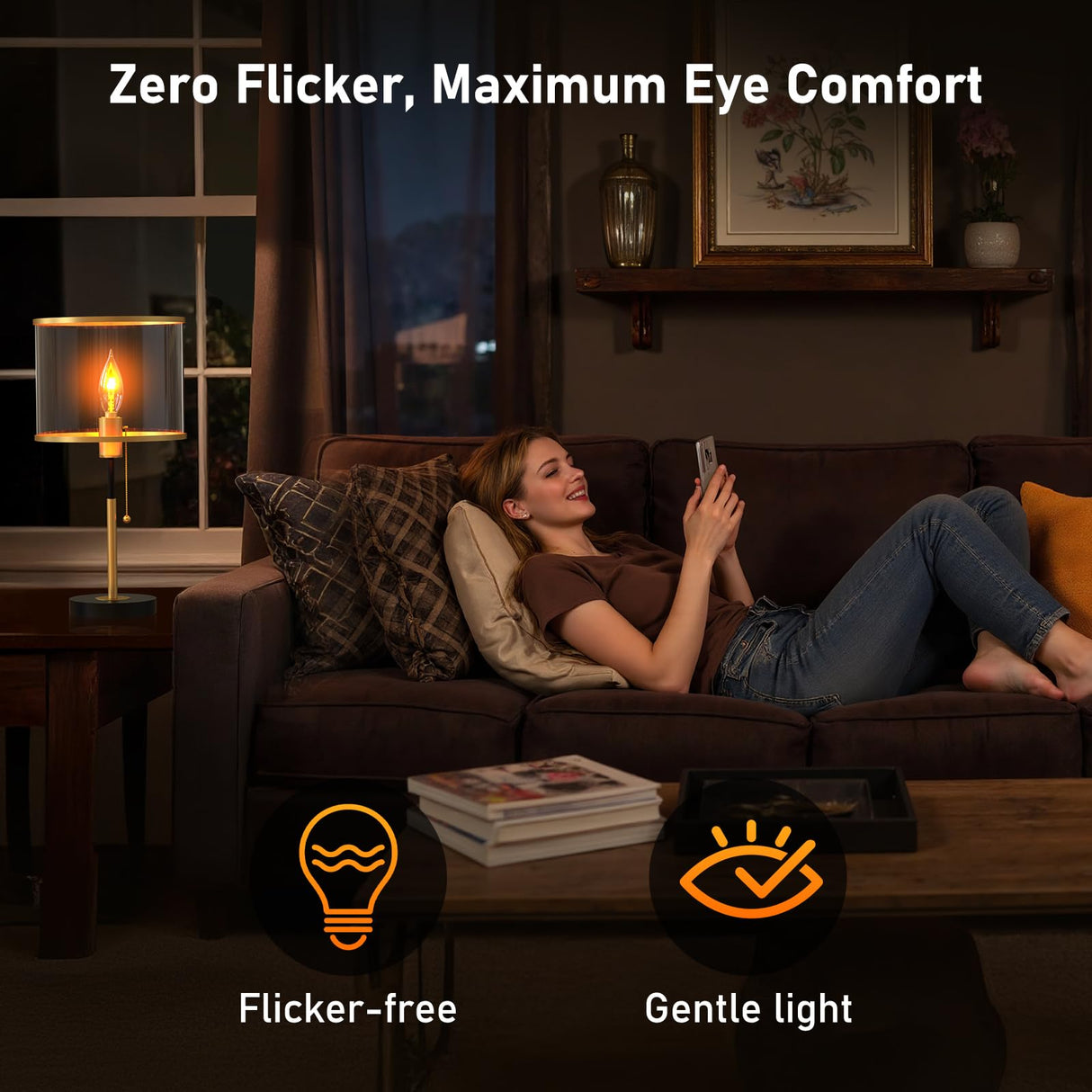 Hompavo Upgraded Flame Light Bulbs, E12 Chandelier Base Candelabra Flickering Fire Light Bulb, Clear Candle Light for Halloween Christmas Party Porch Indoor Outdoor Home Decorations - C35/6 Pack