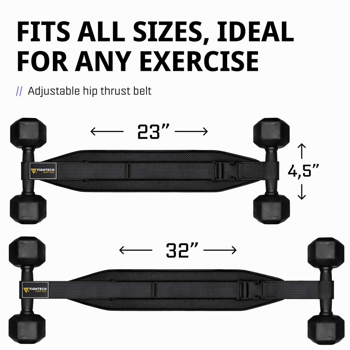 Exercise Hip Thrust Belt with Slip-Resistant Padding - Easy to Use with Dumbbells, Kettlebells, or Plates - Protects Your Hips for Gym, Home Workouts, or On the Go (Black)