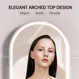 Hasipu Vanity Mirror with Lights, 14"× 18" Arched LED Makeup Mirror, Lighted Makeup Mirror with Lights, Smart Touch Control Dimmable 3 Modes Light 360°Rotation White
