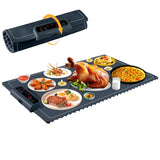 Food Warming Mat- Foldable Warming Mat for Food with Adjustable Temperature Control Time Moders Locking Function Electric Warming Tray for Parties,Home,Travel,Buffet Dark Blue