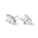 JTV White Cubic Zirconia Rhodium Over Sterling Silver Stud Earrings 5.58ct