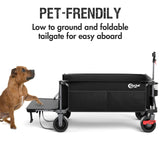 Portal 26" Extra Wide 55" Long Foldable Wagon with Tailgate, Large 600L Collapsible Wagon with Cargo Net, 500 LBs Heavy Duty Utility Cart with Big All-Terrain Wheels for Beach, Camping, Sports, Dogs