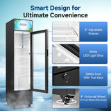 BODEGACOOLER Commercial Refrigerators, Drink Fridge with Glass Door, Tall Beverage Cooler, Single Door Display Refrigerator, for Beer, Soda, 7.71 Cu.ft Capacity