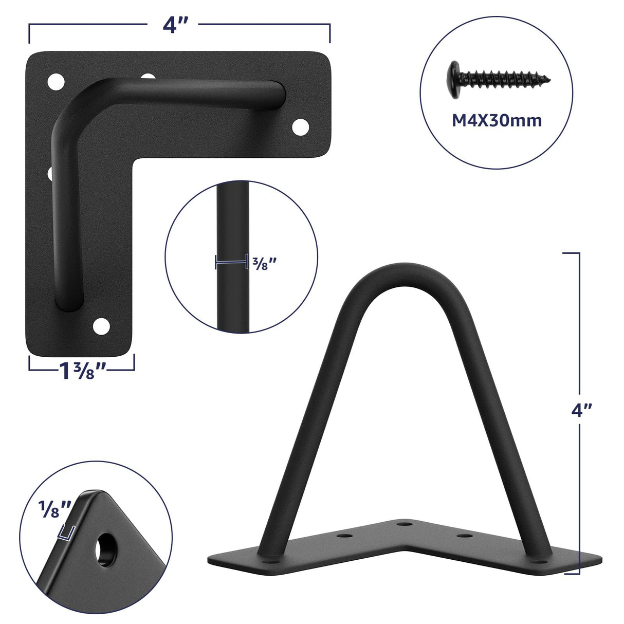 SMARTSTANDARD 4 Inch Heavy Duty Hairpin Furniture Legs, Metal Home DIY Projects for TV Stand, Sofa, Cabinet, etc with Rubber Floor Protectors Black 4PCS