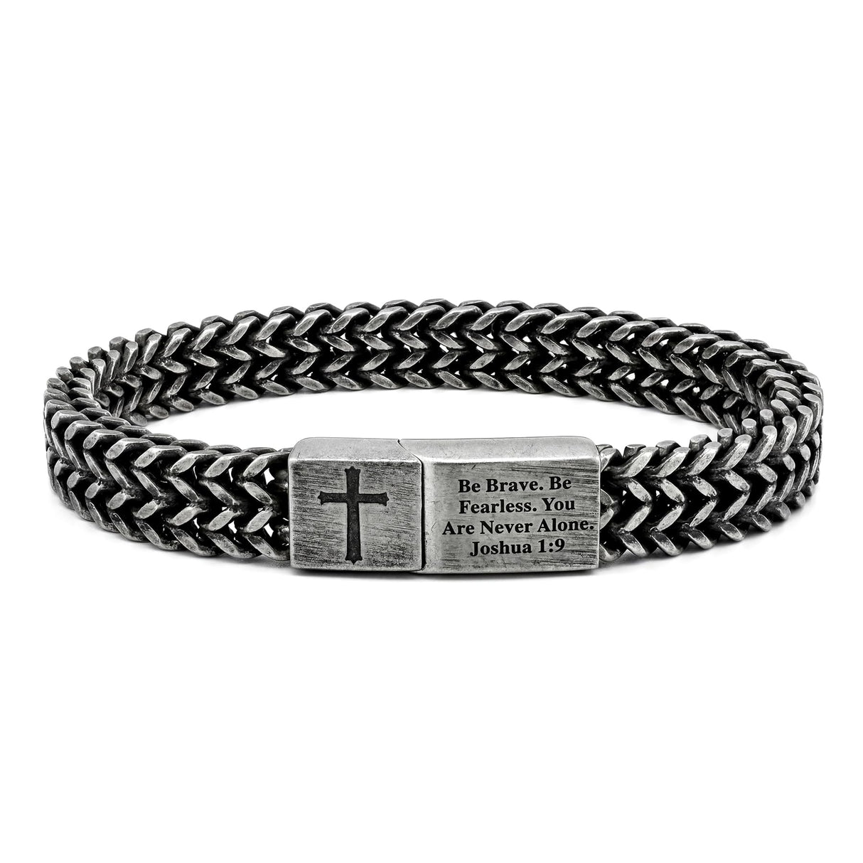 Mens Cross Bracelet Stainless Steel, Bible Verse Religious Christian Gift