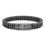 Mens Cross Bracelet Stainless Steel, Bible Verse Religious Christian Gift