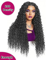 HINOEI 28 inch Glueless Wigs Human Hair Pre Plucked Pre Cut Wear and Go Water Wave 7x4 Closure Wigs Human Hair 200 Density Wet and Wavy Curly Wig Human Hair Pre Bleached