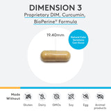 XYMOGEN Dimension 3 - Diindolylmethane DIM Supplement with Curcumin + BioPerine - Supports Healthy Estrogen Detox, Hormonal Balance for Women and Men - Menopause Relief + PMS Support (120 Capsules)