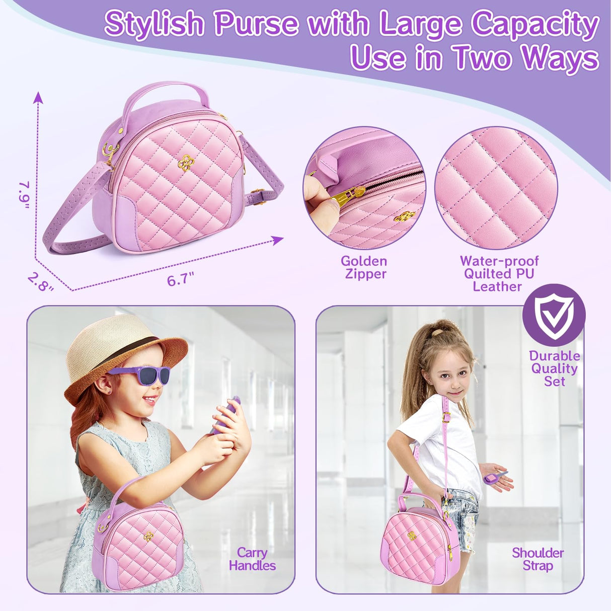 Little Girl Purse Accessories, My First Purse Set - Play Makeup Princess Plush Diary Unicorn Eye Mask Wallet Phone Pretend Credit Cards Kids Pretend Play Christmas Toy Gift for Girl Age 3+