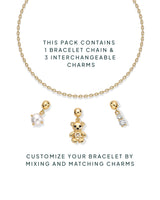 PAVOI Pearl Chain Bracelet Set, 14K Gold Plated, Yellow Gold, Pearl