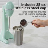 Hamilton Beach DrinkMaster Electric Drink Mixer, Retro Milkshake Maker & Milk Frother, 2 Speeds, Extra-Large 28 oz. Stainless Steel Cup, Mint