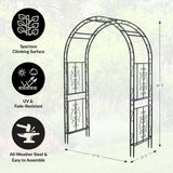Plow & Hearth Arch Metal Outdoor Garden Arbor | Montebello | 7 Feet Tall | Steel Iron Trellis Lattice for Climbing Plants & Heavy Vines | Wedding Outdoor Patio Décor