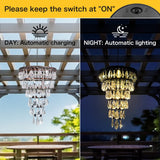 Solar Hanging Crystal Chandelier Outdoor Waterproof Garden Light