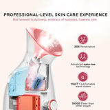 Facial Steamer Self-Care Gift Kit: Nano Ionic Face Steamer Deep Cleaning Unclogs Pores - Home Sauna Spa Humidifier Hot Mist for Women Men Sinus Moisturizing (Rose Gold)