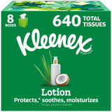 Kleenex Lotion Facial Tissues, 8 Cube Boxes, 80 Tissues per Box