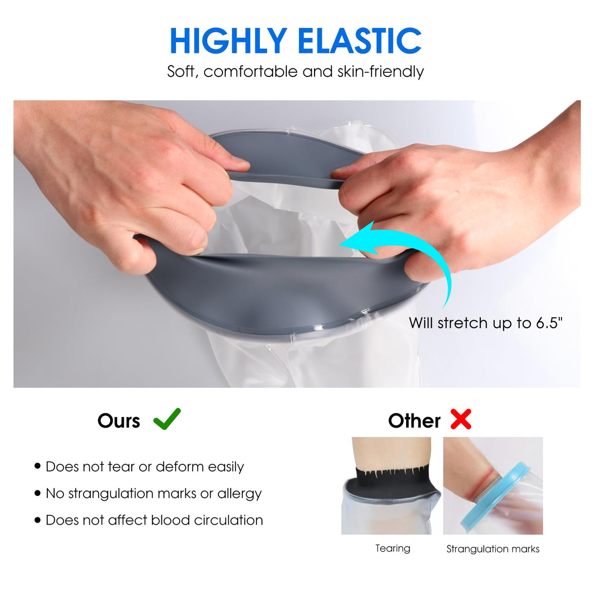 COMFYTHERA Waterproof Arm Cast Cover for Shower Wound Protector Bath Adult Watertight Cast Bag Showering for Surgery Bandage Broken Hand,Wrist,Finger, Elbow Reusable Durable (C-Long Arm-M)