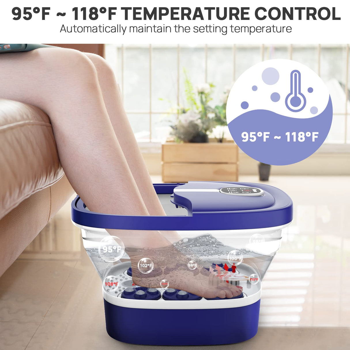 HOSPAN Collapsible Foot Spa Electric Rotary Massage, Foot Bath with Heat, Bubble, Remote, and 24 Motorized Shiatsu Massage Balls. Pedicure Foot Spa for Feet Stress Relief - FS02A