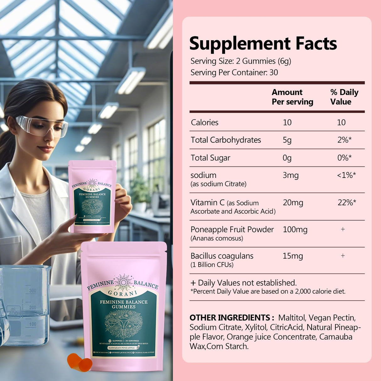 Gorani Feminine Balance Gummies – Probiotic Support for Women’s Intimate Health, Premium Balance Gummies, pH Balance & Immune Boost – Vegan & Low Sugar