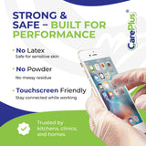 CARE PLUS Vinyl Gloves Clear Extra Large Size 200 Count | Heavy Duty, Non-Sterile, Powder-Free, Latex-Free Rubber | Food Prep, Kitchen & Cleaning Gloves, Ideal for Professional Use