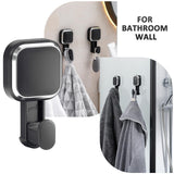 LEVERLOC 4 Pack Suction Cup Hooks for Inside Shower, Powerful Vacuum Suction Shower Holder for Towel, Loofah, Clothes, Damage Free Hanging Bathroom Wall Hooks, Easy to Install and Remove, Black