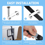 Cooler Tie Down Kit for YETI RTIC Coolers, Universal Cooler Straps with Stainless Steel Deck Plates & Screws, Adjustable Cam Buckle Lashing Straps for Boat, Truck Bed, Trailer, Prevent Sliding