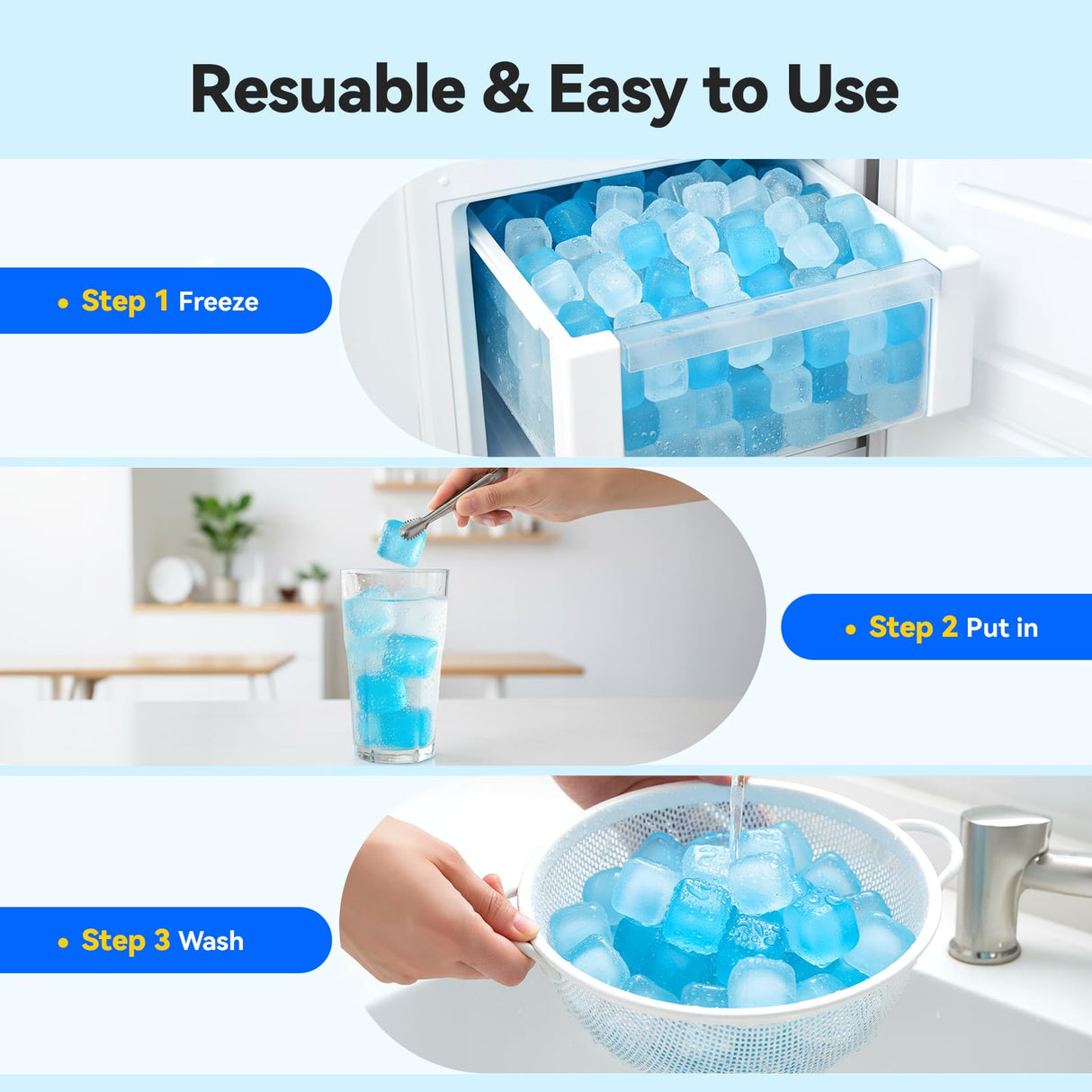 Nilpferd 720 Pack Reusable Ice Cubes for Drinks, BPA-Free Ice Packs for Lunch Boxes, Coolers, Refreezable Plastic Ice Cubes Without Diluting Drinks for Party Hosts & Outdoor Ice Baths Enthusiasts