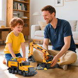 LerBao 2 Pack Large Construction Engineering Truck Toys,Moveable Claw Excavator & Lifting Back Dump Truck Toy for 3 4 5 6 7 8 Years Old Boys Kids Childs Toddlers Birthday Christmas GIFS