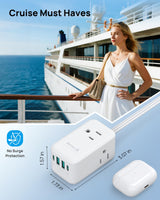 TROND Electrical Outlet Extender 360° Rotating Plug with 20W USB C, 36in Short Extension Cord, Wall Plug Adapter with 3 AC Outlets, Access Hard-to-Reach Outlets Use Behind Couches, Desk, White
