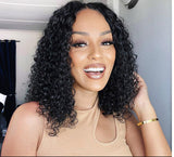 ISEE Wear and Go Glueless Wigs Bob Wigs Pre Plucked Water Wave Lace Front Wigs Upgraded No Glue Transparent Lace Closure Wigs for Black Women Natural Black 16 Inch