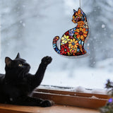 Cat Stained Glass Suncatcher Window, Hanging Sun Catchers Indoor Window, Suncatcher for Mom/Women (Black Cat)