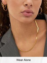 FOCALOOK Gold Herringbone Necklace for Women, 3mm Gold Plated Snake Choker