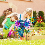 Sunnylight 4 Packs Wind Spinner Outdoor, Pinwheels for Yard and Garden, Metal Flower Decorative Garden Stakes for Lawn Patio Porch Decor
