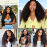 Kinky Straight Bundles Human Hair 18 20 22 Inch Yaki Straight Bundles Human Hair 3Pcs Sew in Kinkystraight Remy Hairs Extension 12A 100% Unprocessed Brazilian Virgin Hair Weave Natural Color