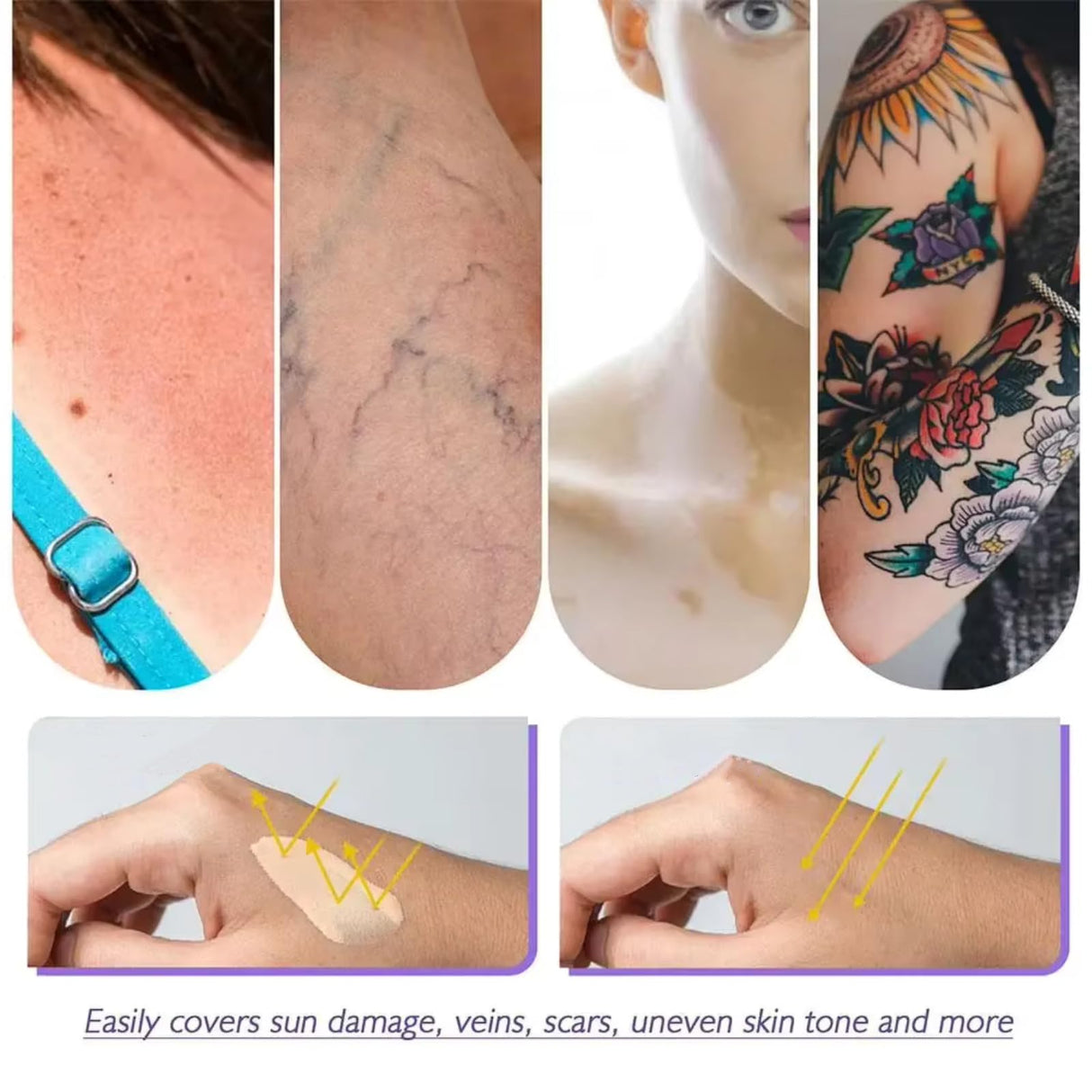 2Pcs Body Coverage Perfector - All Over Complexion Perfector, Tattoo Cover Up Makeup Long Last Waterpro of Body Foundation