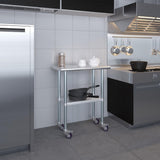 AmGood 18 in. x 30 in. Stainless Steel Work Table with Wheels | Metal Kitchen Food Prep Table | NSF