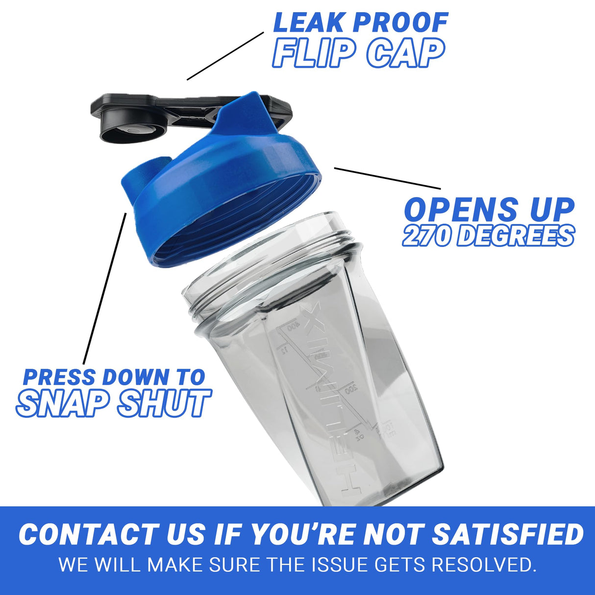HELIMIX 1.5 Vortex Blender Shaker Bottle Holds Upto 20oz | No Blending Ball or Whisk | USA Made | Portable Pre Workout Whey Protein Drink Shaker Cup | Mixes Cocktails Smoothies Shakes | Top Rack Safe