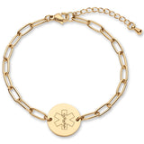 Medical Alert ID Bracelet for Women, Paperclip Adjustable Customized Medic Jewelry 18k Gold Rose Silver, Personalized Engraving, Hypoallergenic Waterproof, Includes Gift Box & Med ID Wallet Card