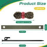 Sintuff 36 Pcs Heavy Duty Tree Stake Kits Stake and Support for Young Leaning Tree Anchor Straightening Kit, 15.8'' Support Straps, 11.8'' Steel Stakes, 13.12ft Rope Against Bad Weather(Army Green)