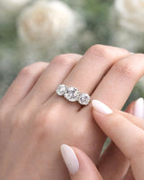 4 Carat Moissanite Rings for Women, Three Stone Moissanite Engagement Ring 14K White Gold Plated Promise Ring for Her, Round Brilliant Cut Anniversary Wedding Ring Trilogy Jewelry, D Color VVS1 (Silver, 6)