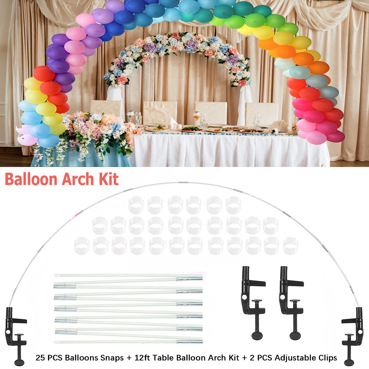 Balloon Pump Balloon Arch Kit, 170 Pcs Electric Balloon Air Pump Balloon Inflator with 12Ft Balloon Arch Stand and 100 Pcs Balloons for Birthday Wedding Party Christmas